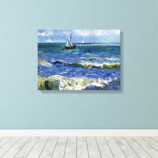 Impressionist Zeilboot op het Ocean Waves Canvas (Insitu (Houten vloer))