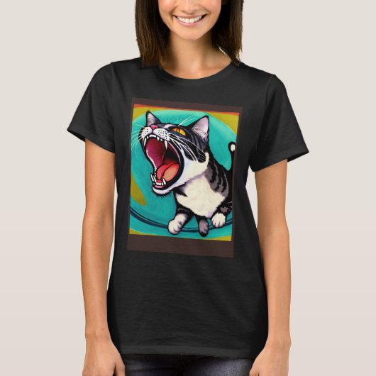 Impressionistic  Cat Screaming Impressionism Cats  T-shirt (Voorkant)