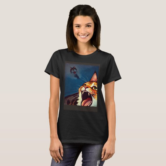 Impressionistic Cat Screaming Impressionism Cats T-shirt (Voorkant volledig)
