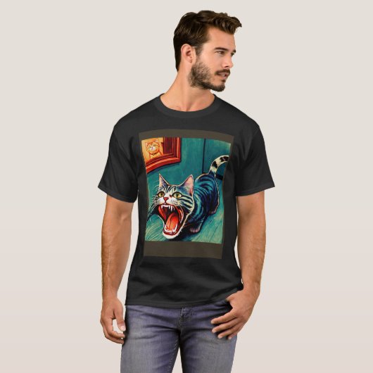 Impressionistic Cat Screaming Impressionism Cats T-shirt (Voorkant volledig)