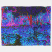 Impressionistic Dark Blue and Red Garden Landscape Fleece Deken (Voorkant (Horizontaal))