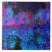 Impressionistic Dark Blue and Red Garden Landscape Tegeltje (Voorkant)
