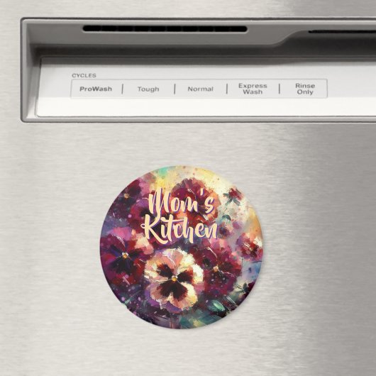 Impressionistic Maroon Pansies Floral Personalized Magneet (Insitu (Vaatwasser))
