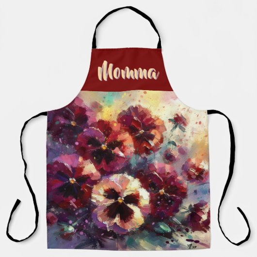 Impressionistic Maroon Pansies Floral Personalized Schort (Voorkant)