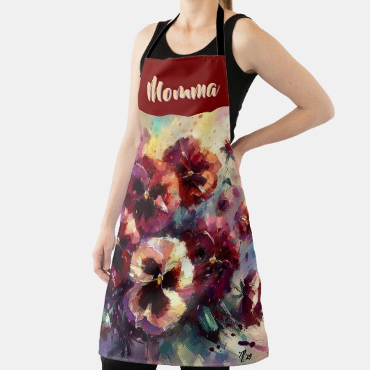 Impressionistic Maroon Pansies Floral Personalized Schort (Insitu)