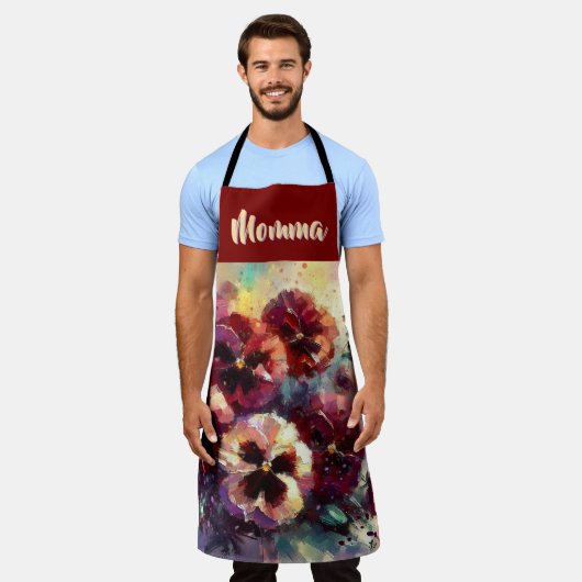 Impressionistic Maroon Pansies Floral Personalized Schort (Gedragen)