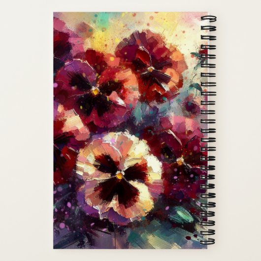 Impressionistic Maroon Pansies Personalized Recipe Notitieboek (Achterkant)