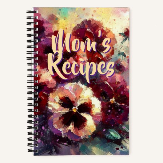 Impressionistic Maroon Pansies Personalized Recipe Notitieboek (Voorkant)