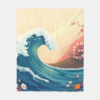 Impressionistic Ocean Wave Fleece Deken