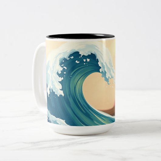 Impressionistic Ocean Wave Tweekleurige Koffiemok (Voorkant links)