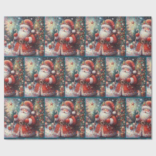 Impressionistic Santa Claus Christmas Decoupage Cadeaupapier (Vlak)