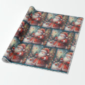 Impressionistic Santa Claus Christmas Decoupage Cadeaupapier (Uitgerold)