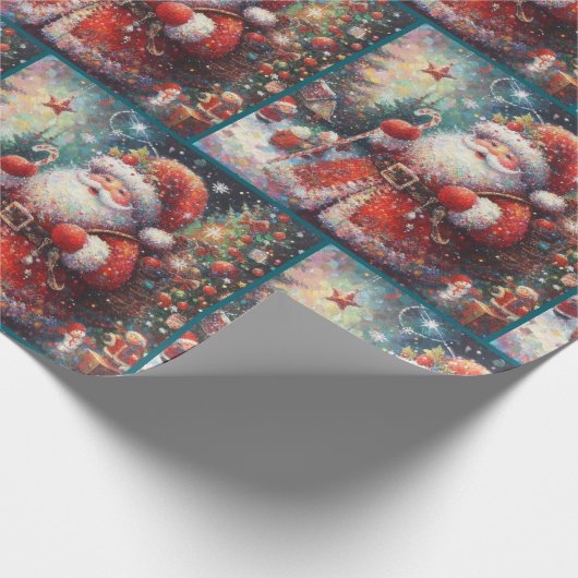 Impressionistic Santa Claus Christmas Decoupage Cadeaupapier (Hoek)