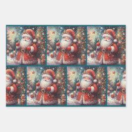 Impressionistic Santa Claus Christmas Decoupage Inpakpapier Vel