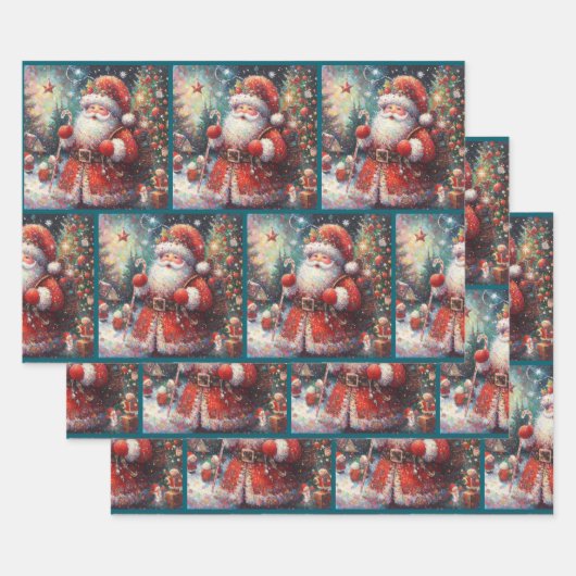Impressionistic Santa Claus Christmas Decoupage Inpakpapier Vel (Set)