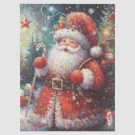 Impressionistic Santa Claus Christmas Decoupage Tissuepapier