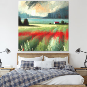 Impressionistisch abstract landschap met onweerswo canvas afdruk