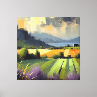 Impressionistisch Abstract Landschap Storm Oranje Canvas Afdruk