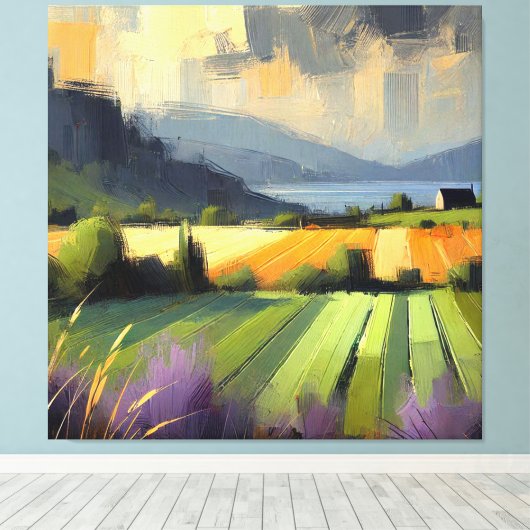 Impressionistisch Abstract Landschap Storm Sinaasa Canvas Afdruk (Insitu (Houten vloer))
