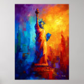 Impressionistisch beeld van de Vrijheidsgod New Yo Poster (Voorkant)