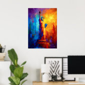 Impressionistisch beeld van de Vrijheidsgod New Yo Poster (Thuiskantoor)