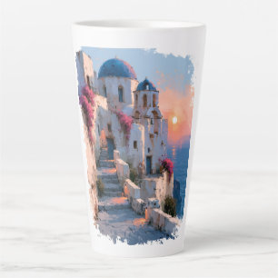 Impressionistisch beeld van Santorini-architectuur Latte Mok