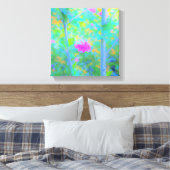 Impressionistisch blauw landschap met roze ventila canvas afdruk (Insitu (Slaapkamer))