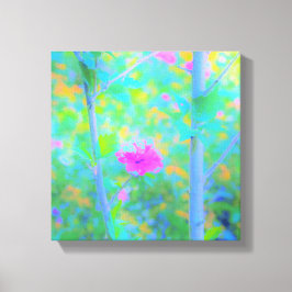 Impressionistisch blauw landschap met roze ventila canvas afdruk