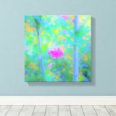 Impressionistisch blauw landschap met roze ventila canvas afdruk (Insitu (Houten vloer))