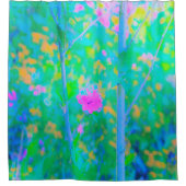 Impressionistisch blauw landschap met roze ventila douchegordijn (Voorkant)