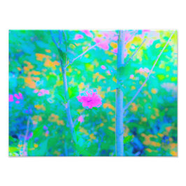 Impressionistisch blauw landschap met roze ventila foto afdruk