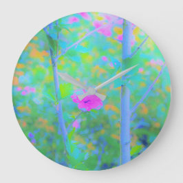 Impressionistisch blauw landschap met roze ventila grote klok