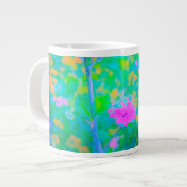 Impressionistisch blauw landschap met roze ventila grote koffiekop