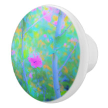 Impressionistisch blauw landschap met roze ventila