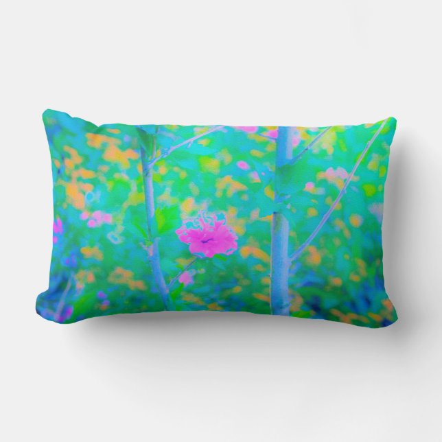 Impressionistisch blauw landschap met roze ventila kussen (Voorkant)