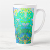 Impressionistisch blauw landschap met roze ventila latte mok (Rechts)