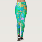 Impressionistisch blauw landschap met roze ventila leggings (Achterkant)
