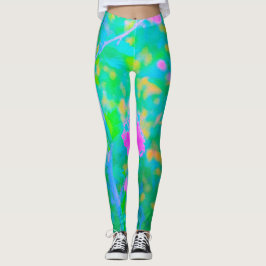 Impressionistisch blauw landschap met roze ventila leggings