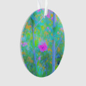 Impressionistisch blauw landschap met roze ventila ornament (voorkant)