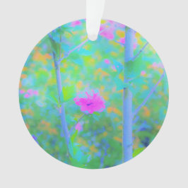 Impressionistisch blauw landschap met roze ventila ornament