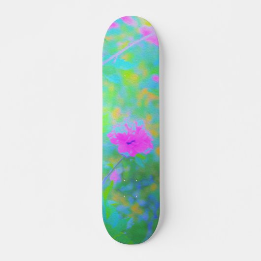 Impressionistisch blauw landschap met roze ventila persoonlijk skateboard (Voorkant)