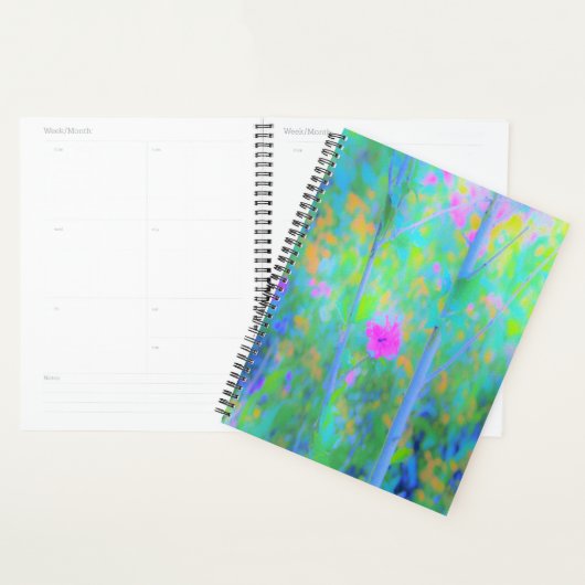 Impressionistisch blauw landschap met roze ventila planner (Display)