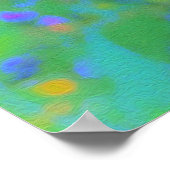 Impressionistisch blauw landschap met roze ventila poster (Hoek)