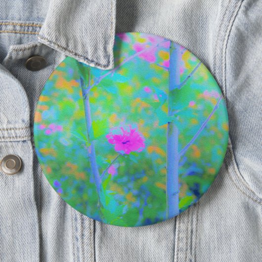 Impressionistisch blauw landschap met roze ventila ronde button 6,0 cm (In situ)