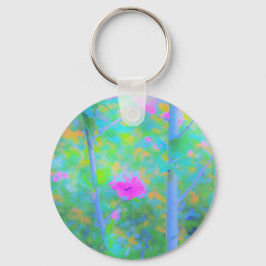 Impressionistisch blauw landschap met roze ventila sleutelhanger