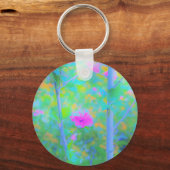 Impressionistisch blauw landschap met roze ventila sleutelhanger (Voorkant)