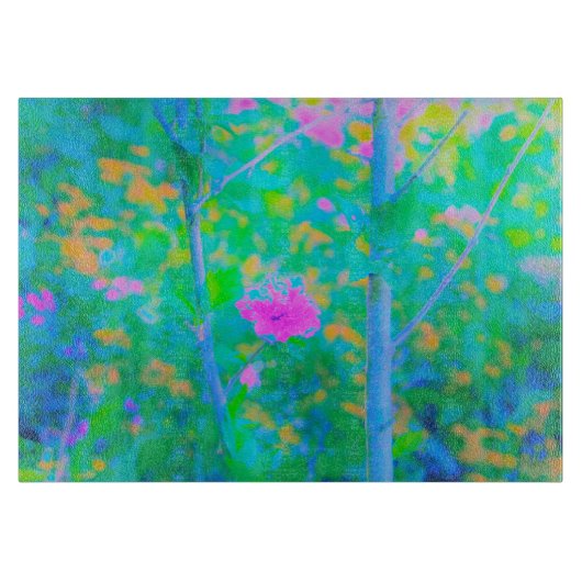 Impressionistisch blauw landschap met roze ventila snijplank (Voorkant)