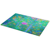 Impressionistisch blauw landschap met roze ventila snijplank (Hoek)