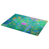 Impressionistisch blauw landschap met roze ventila snijplank (Hoek)