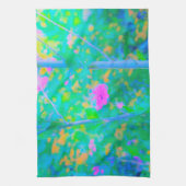 Impressionistisch blauw landschap met roze ventila theedoek (Verticaal)